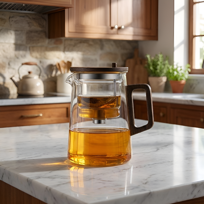 Elegante transparente Teekanne
