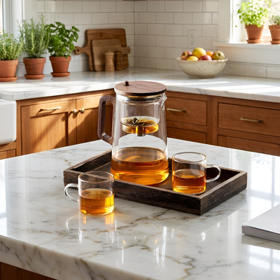 Elegante transparente Teekanne