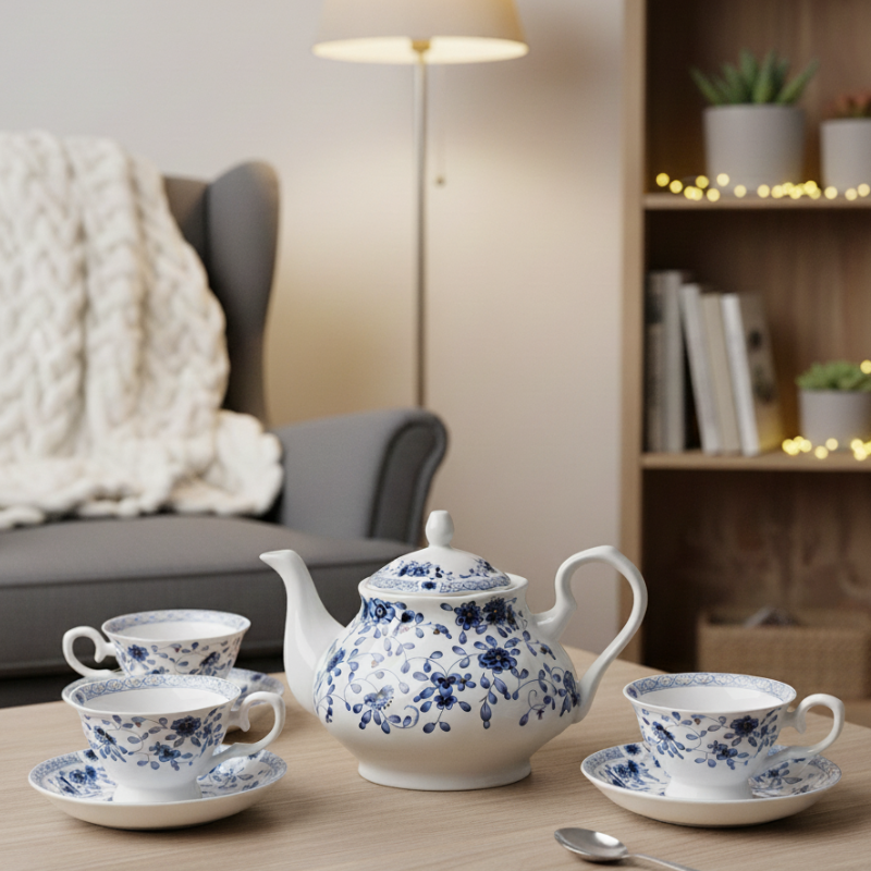 Englische weiße Porzellan Teekanne