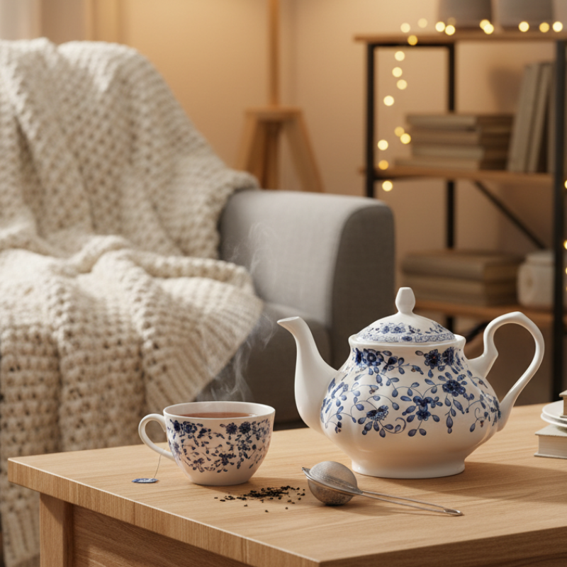 Englische weiße Porzellan Teekanne