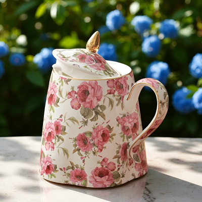 Geblümte Vintage-Teekanne