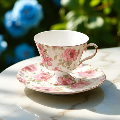 Geblümte Vintage-Teekanne