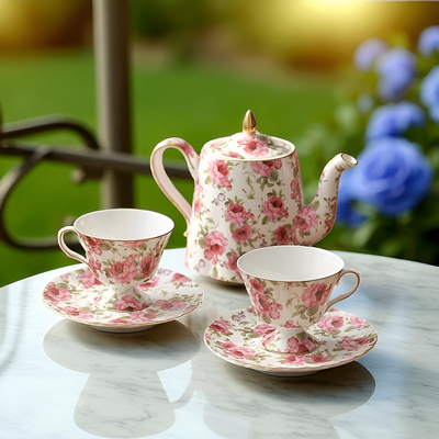 Geblümte Vintage-Teekanne