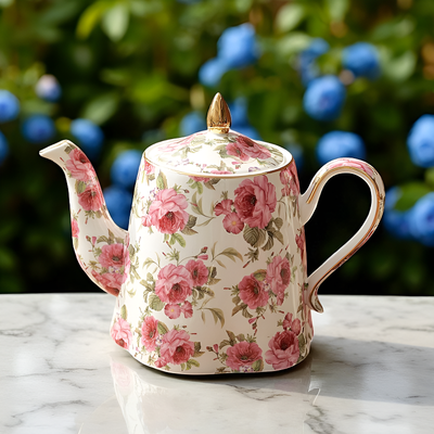 Geblümte Vintage-Teekanne