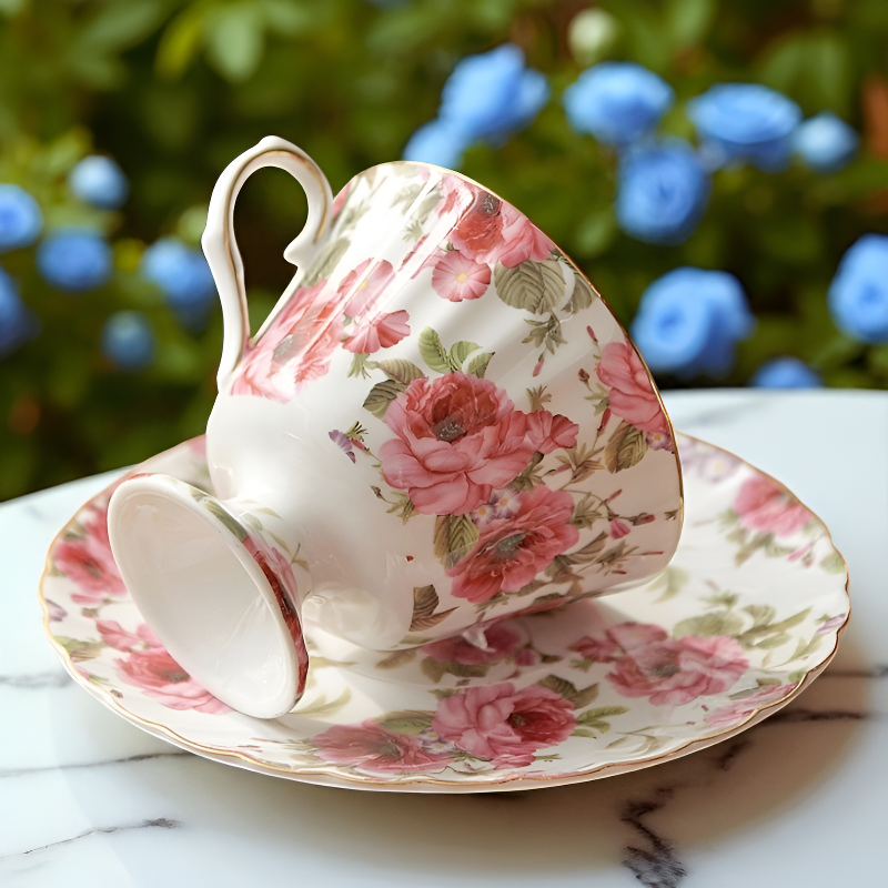 Geblümte Vintage-Teekanne