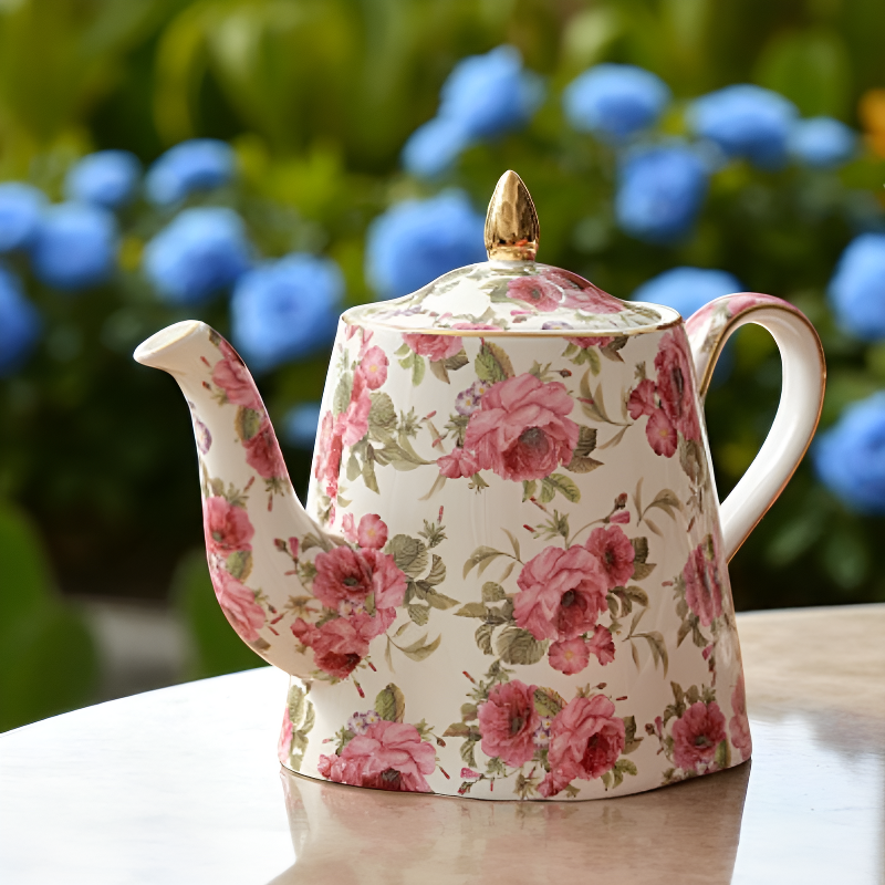 Geblümte Vintage-Teekanne