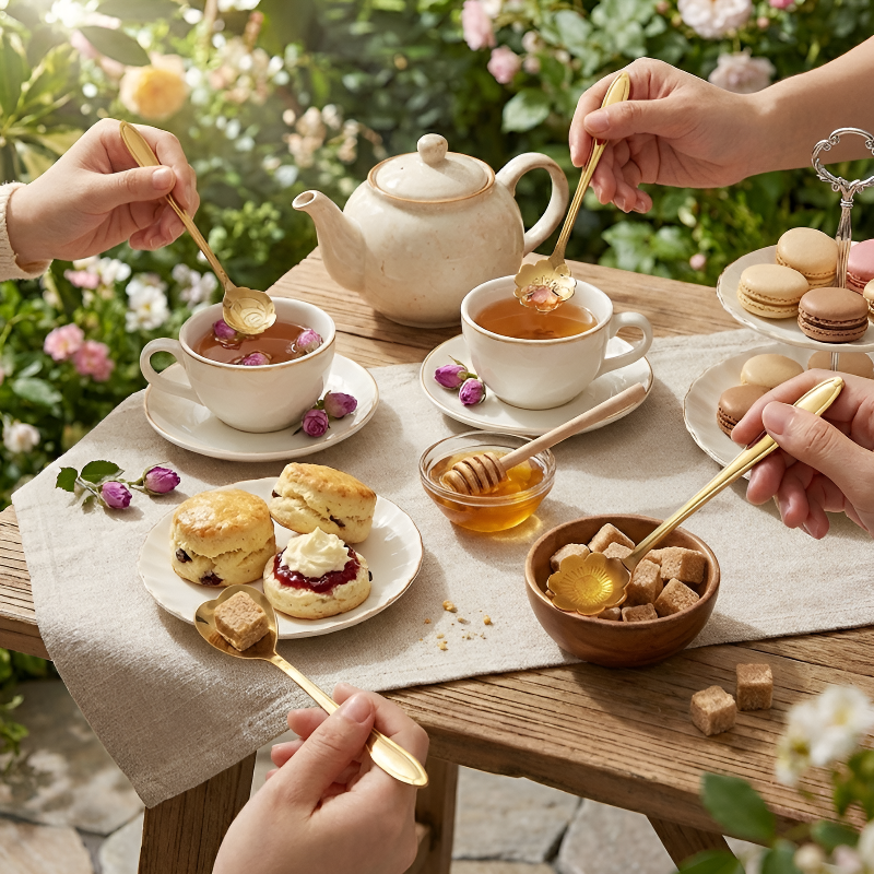 Geblümter Teelöffel