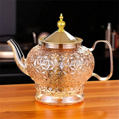 Glas Teekanne mit Filter und Stempel