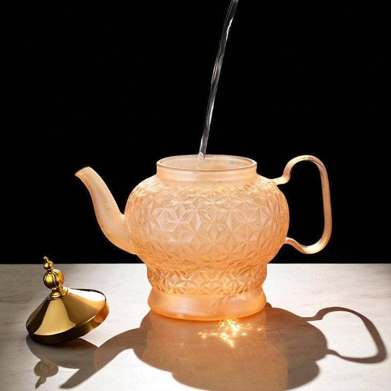 Glas Teekanne mit Filter und Stempel