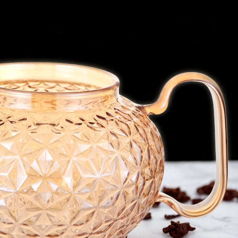 Glas Teekanne mit Filter und Stempel