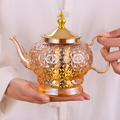 Glas Teekanne mit Filter und Stempel