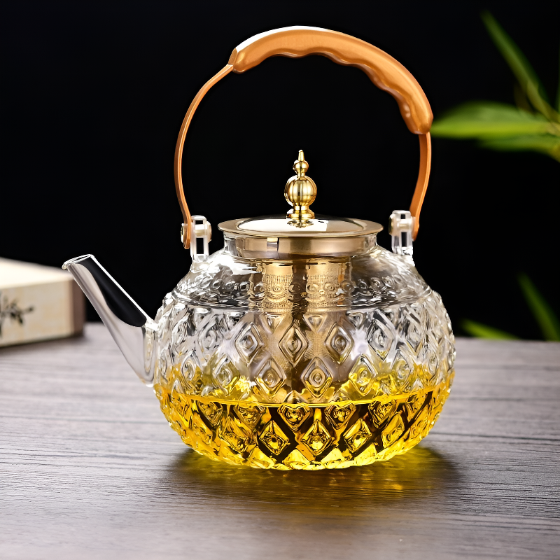 Glas-Teekanne mit Sieb