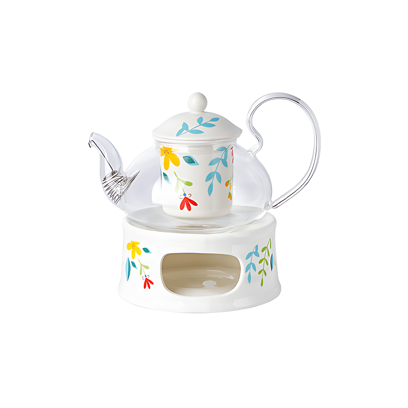 Glas Teekanne Mit Sieb Und Stövchen