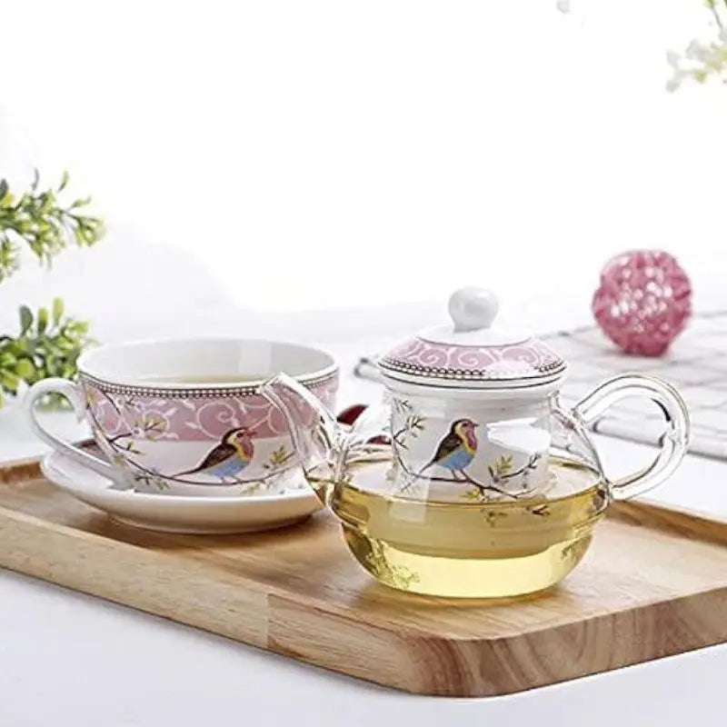 Glas Teekanne Mit Sieb Und Tasse