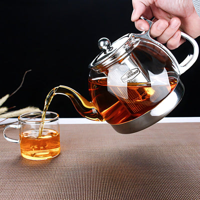 Glas Teekanne Mit Teefilter Einsatz Aus Edelstahl