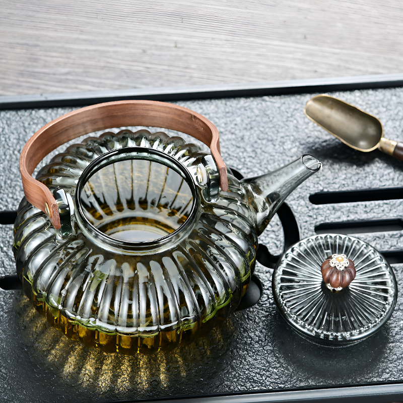 Glas Teekanne Teeblume