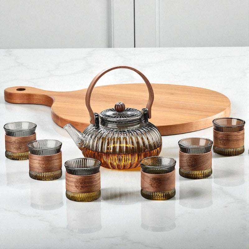 Glas Teekanne Teeblume