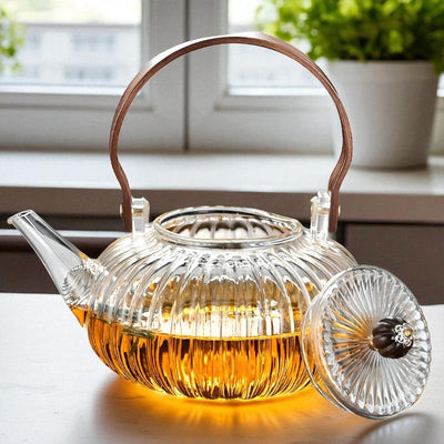 Glas Teekanne Teeblume