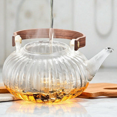 Glas Teekanne Teeblume