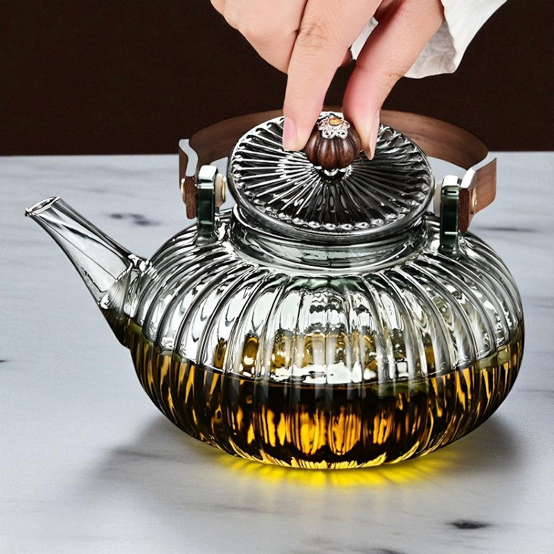 Glas Teekanne Teeblume