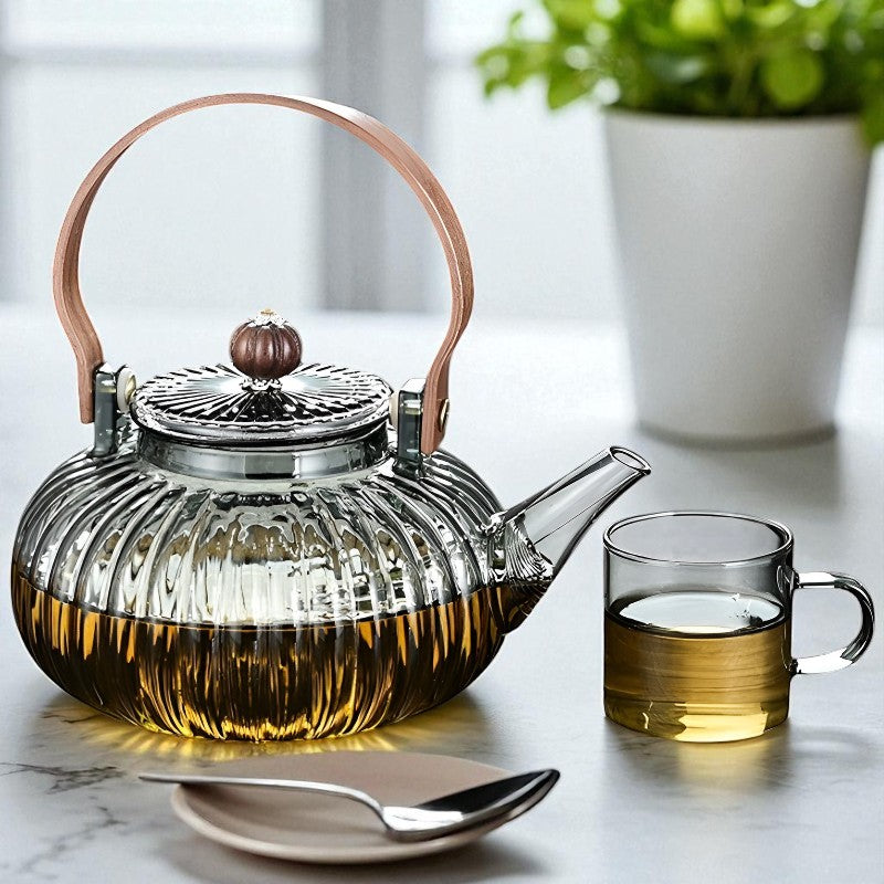 Glas Teekanne Teeblume