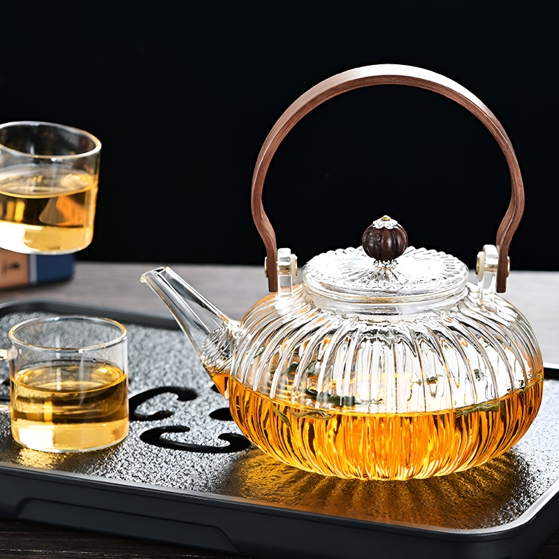 Glas Teekanne Teeblume