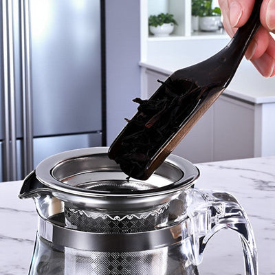 Glas und Edelstahl Teekanne