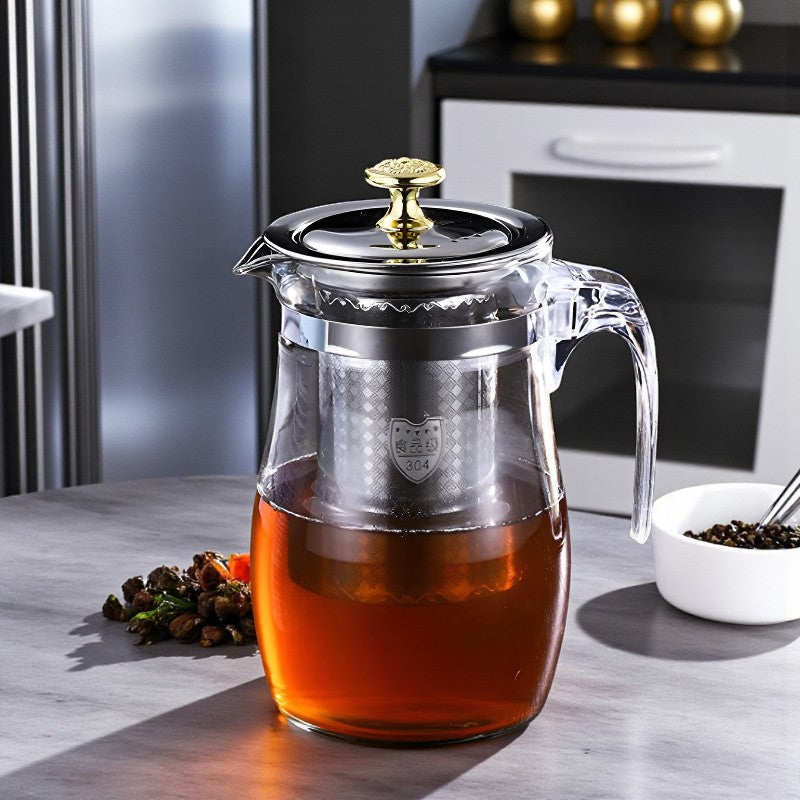 Glas und Edelstahl Teekanne