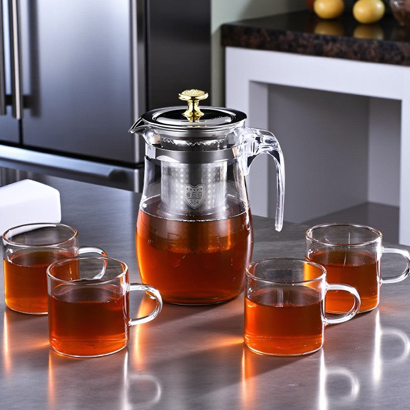 Glas und Edelstahl Teekanne