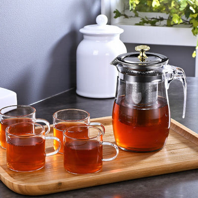 Glas und Edelstahl Teekanne