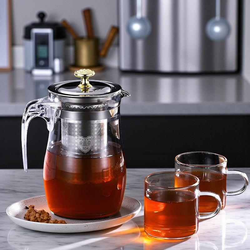 Glas und Edelstahl Teekanne