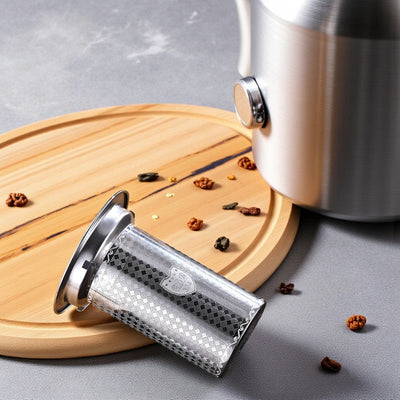 Glas und Edelstahl Teekanne