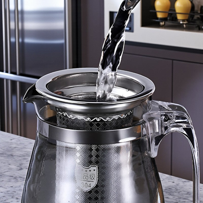 Glas und Edelstahl Teekanne