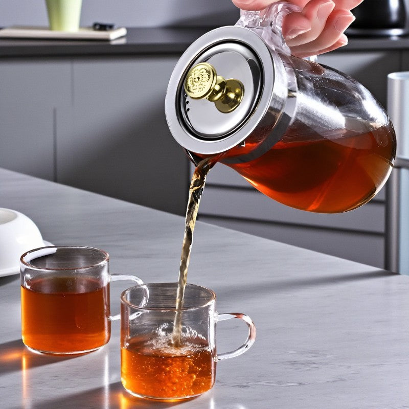 Glas und Edelstahl Teekanne