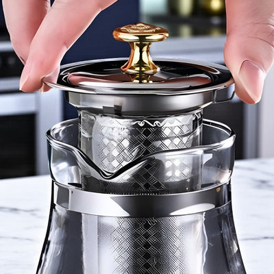 Glas und Edelstahl Teekanne