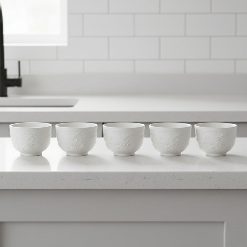 Große weiße Teekanne