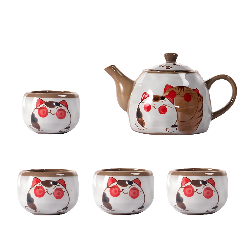 Katzen Teekanne Porzellan