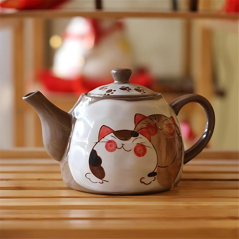 Katzen Teekanne Porzellan