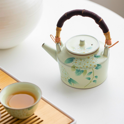 Keramik Teekanne Bambusstil