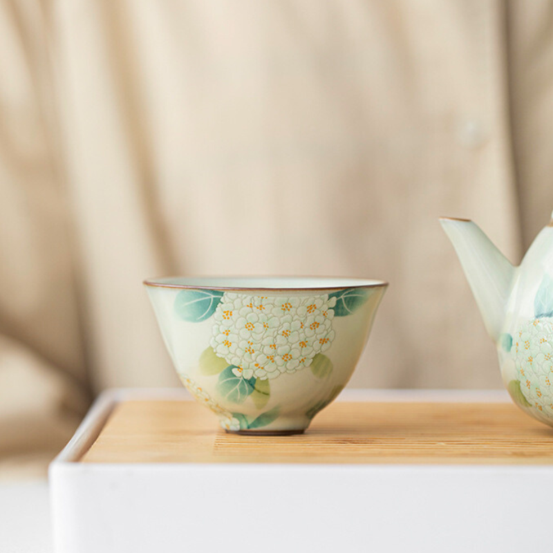 Keramik Teekanne Bambusstil