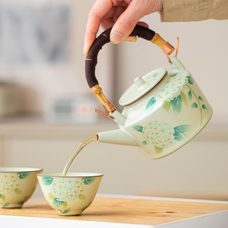 Keramik Teekanne Bambusstil