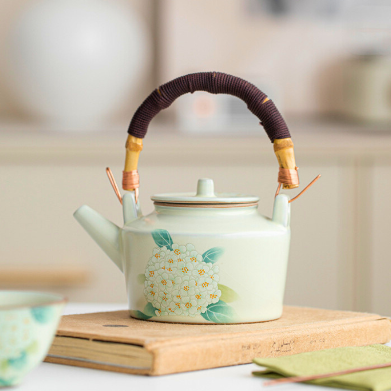 Keramik Teekanne Bambusstil