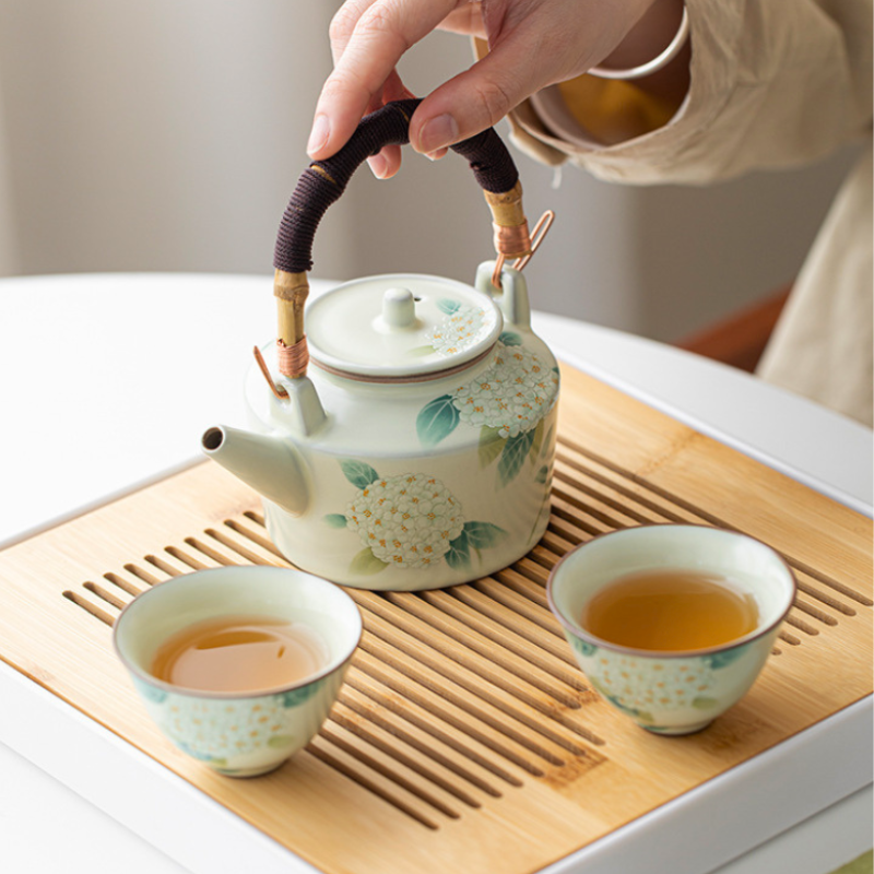 Keramik Teekanne Bambusstil