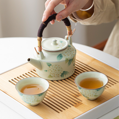 Keramik Teekanne Bambusstil