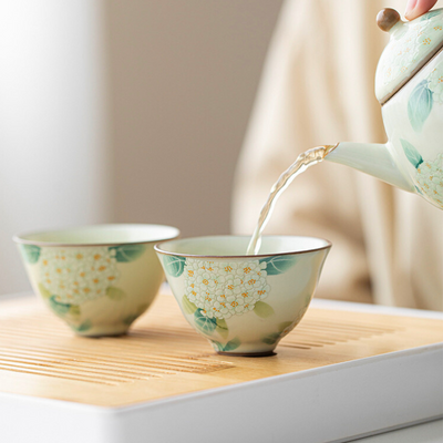 Keramik Teekanne Bambusstil