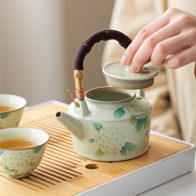 Keramik Teekanne Bambusstil