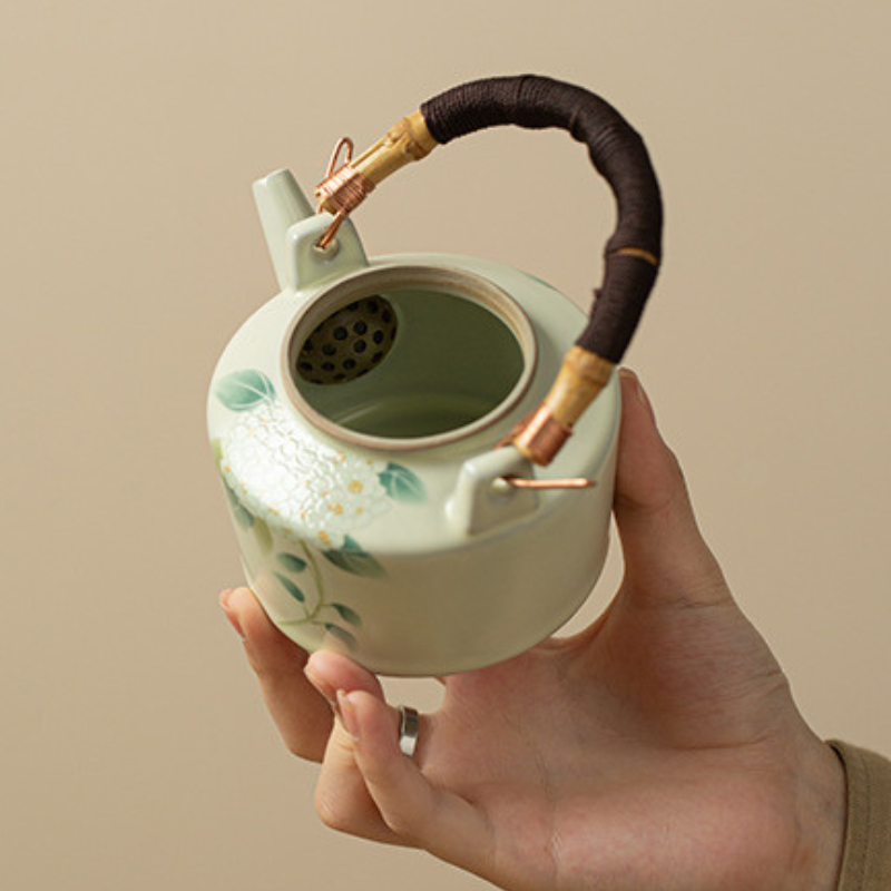 Keramik Teekanne Bambusstil