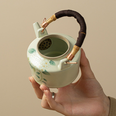 Keramik Teekanne Bambusstil