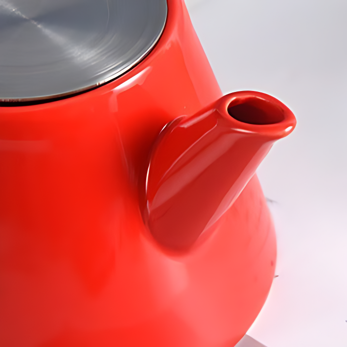 Keramik Teekanne Metalldeckel