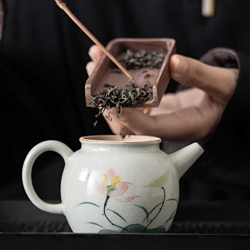 Keramik Teekanne Pflanzenstil